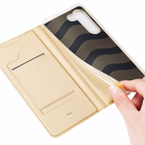 Dux Ducis Skin Pro Case for Samsung Galaxy S23+ Flip Card Wallet Stand Gold
