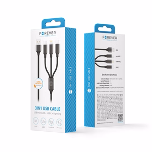 Forever 3in1 kaabel USB - Lightning + USB-C + microUSB 1,2 m 2A must