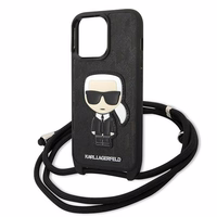 Karl Lagerfeld Leather Monogram Patch and Cord Iconik Ümbris jaoks iPhone 13 Pro / 13 - must