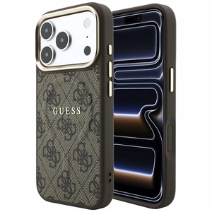 Guess Embossed 4G Classic MagSafe-ümbris iPhone 17 Pro Max / 18 Pro Max jaoks, pruun