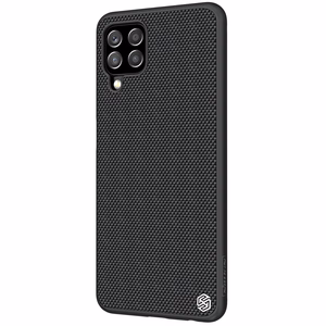 Nillkin Textured Case vastupidav tugevdatud ümbris koos geelraami ja nailonist tagaküljega Samsung Galaxy A22 4G mustale küljele