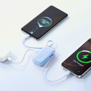 Joyroom JR-PR2L 10000mAh 35W Power Bank sisseehitatud sissetõmmatava USB-C kaabli ja Lightning rihmaga - sinine