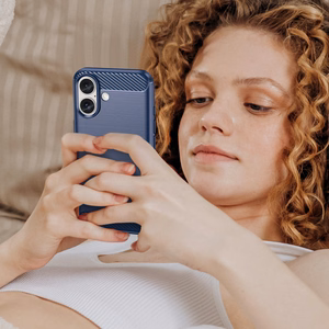 Carbon Ümbris jaoks iPhone 16 Plus - Sinine