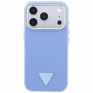 Guess Grained Triangle Logo ümbris seadmele iPhone 18 Pro / 17 Pro, MagSafe-ühilduv – sinine