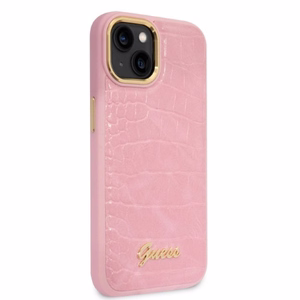 Guess Croco Collection ümbris jaoks iPhone 14 Plus - roosa