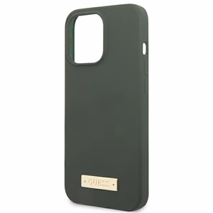 Guess GUHMP13XSPLA iPhone 13 Pro Max 6.7" roheline/khaki hard ümbris Silicone Logo Plate MagSafe