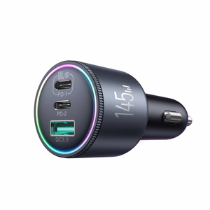 Joyroom JR-CCN07 145W Автомобильное зарядное устройство 2xUSB-C USB-A + Кабель USB-C 100W - тёмно-серый