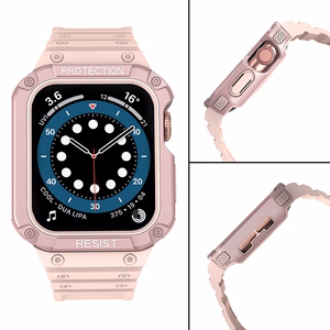 Protect Strap Ремешок для Apple Watch 38/40/41mm с бронированным чехлом - розовый
