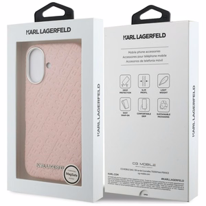 Karl Lagerfeld FW Stamped Karl MagSafe iPhone 16 Case - Pink