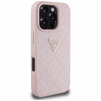 Guess Hot Stamp 4G Pattern Triangle Metal Logo iPhone 16 Pro Ümbris - roosa