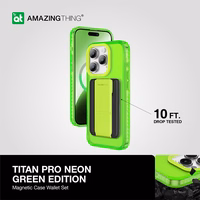 Amazing Thing Titan Pro Neon Mag Wallet Ümbris 10FT IP156.1PTWGN jaoks Iphone 15 Pro roheline with alus