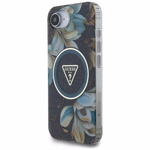 Guess IML Metal Glitter Flowers Triangle MagSafe ümbris jaoks iPhone 16e - must
