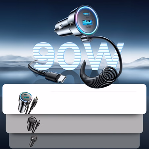 Joyroom JR-CL07 72W 3-in-1 Car Laadija with 1.6m USB-C Kaabel – must