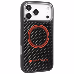 Audi RSQ Carbon Fiber Sport Punane Circle MagSafe Ümbris jaoks iPhone 17 Pro Max - Must