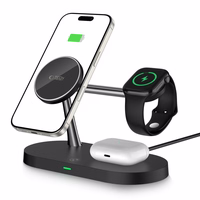 Tech-Protect A12 3in1 MagSafe Induktiivne Laadija jaoks Smartphone/Kõrvaklapid/Smartwatch - must