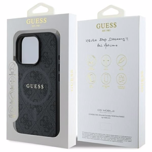 Guess 4G Ring Classic Logo MagSafe ümbris jaoks iPhone 16 Pro Max - must