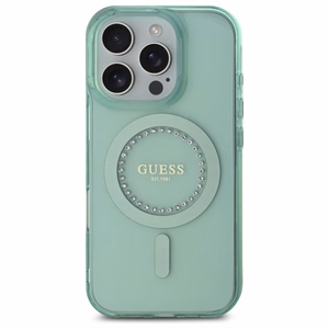 Guess IML Rhinestones MagSafe iPhone 16 Pro Max Ümbris - Roheline