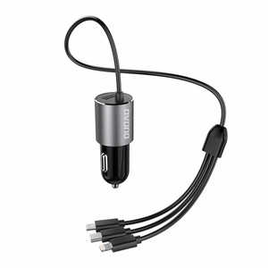 Dudao 3in1 USB car laadija 3,4 A built-in kaabel Lightning / USB Type C / micro USB must (R5ProN must)