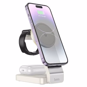 Беспроводное зарядное устройство Hoco 3in1 15W совместимое с MagSafe CQ3 белый