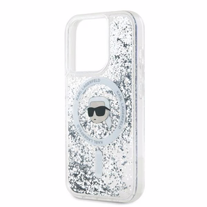 Karl Lagerfeld Liquid Glitter Karl Head MagSafe ümbris jaoks iPhone 15 Pro - läbipaistev