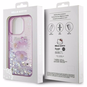 Hello Kitty Liquid Glitter 50TH Anniversary Party iPhone 16 Pro Ümbris - Lilla