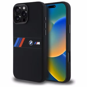 BMW Silicone Middle Stripe MagSafe Ümbris jaoks iPhone 16 Pro Max - must