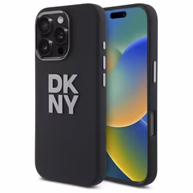 DKNY Liquid Silicone Metal Logo iPhone 16 Pro Max Ümbris - Must