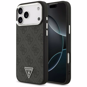 Guess 4G Triangle Logo MagSafe ümbris mudelile iPhone 17 Pro Max / 18 Pro Max – must ja hõbedane