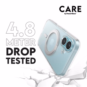CARE Feature case with Silver Kickstand MagSafe iPhone 16, Transparent