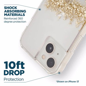 Case-Mate Karat Marble valge marmormustriga ümbris kuldfooliumdetailidega iPhone 14 Plusile