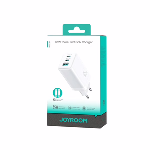 Joyroom JR-TG10 65W GaN 2x USB-C + USB-A сетевое зарядное устройство с кабелем USB-C — USB-C 100W 1.2м — белый