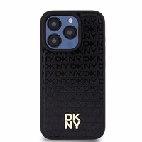 DKNY Leather Monogram Pattern Metal Logo MagSafe Ümbris jaoks iPhone 15 Pro - Must