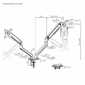 Kahe 17”-32” monitori vedrustusega käetugi