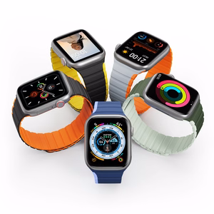 Магнитный ремешок для Apple Watch SE, 9, 8, 7, 6, 5, 4, 3, 2, 1 (41, 40, 38 mm) Dux Ducis (LD Version) - серо-оранжевый