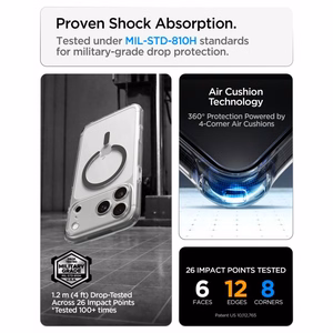 Spigen Ultra Hybrid MagSafe ümbris iPhone 18 Pro / 17 Pro jaoks, läbipaistev grafiithall