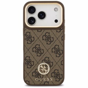 Guess 4G Strass Logo & Big Strap Metal Buttons MagSafe Ümbris jaoks iPhone 17 Pro - Brown