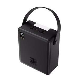 Wozinsky W8-B 100000mAh 30W akupank, 2xUSB-A, 2xUSB-C, taskulambiga, must