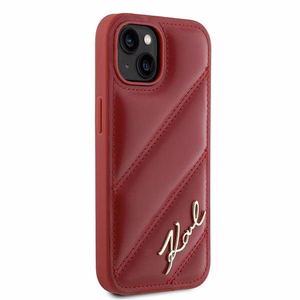 Karl Lagerfeld Diagonal Quilted Script ümbris jaoks iPhone 15 / 14 / 13 - punane