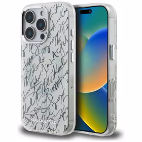 Karl Lagerfeld IML Karl Script Pattern MagSafe Ümbris jaoks iPhone 16 Pro Max - Valge