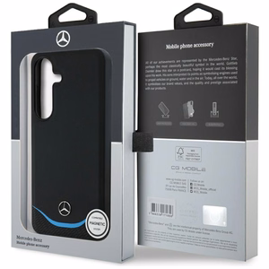 Mercedes Leather Contrasted sinine Horizontal Curve MagSafe Ümbris jaoks Samsung Galaxy S25 - must