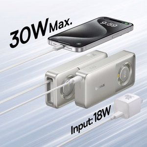 Power Bank Baseus "Free2Pull" Grey 10000mAh 30W (PD) + integruoted "Type-C" cable