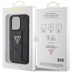 Guess Grip Stand 4G Triangle Strass ümbris jaoks iPhone 15 Pro - must