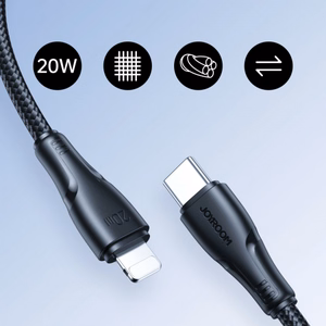 USB kaabel Joyroom „A11“ must „Type-C / Lightning“ 25cm (kuni 20W)