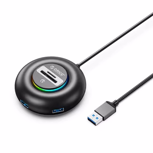 Orico YXR4 RGB USB Hub 4-Port USB-A 3.0 with SD and microSD Reader 1.8m - Black