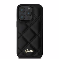 Guess Quilted Metal Logo iPhone 16 Pro Ümbris - Must