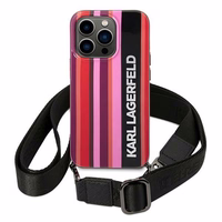 Karl Lagerfeld Color Stripes Strap Ümbris jaoks iPhone 14 Pro - roosa