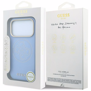 Guess Perforated 4G Gold Logo MagSafe ümbris mudelile iPhone 18 Pro / 17 Pro – värv: helesinine