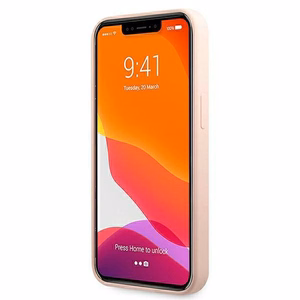 Karl Lagerfeldi silikoonist Ikonik Karl&Choupette MagSafe ümbris iPhone 13 Pro Max'ile - heleroosa