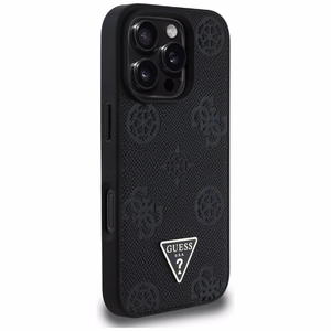 Guess Grained Hot Stamp Peony Triangle Logo MagSafe Ümbris jaoks iPhone 16 Pro - Must