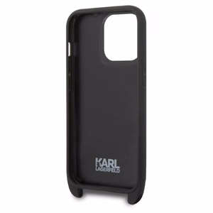 Karl Lagerfeld KLHCP14LSTMMK iPhone 14 Pro 6.1" жёсткий чехол чёрный/чёрный Monogram Plaque Logo Strap
